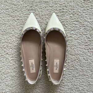 Valentino Garavani Rockstud Pointed Toe Ballerina Flat